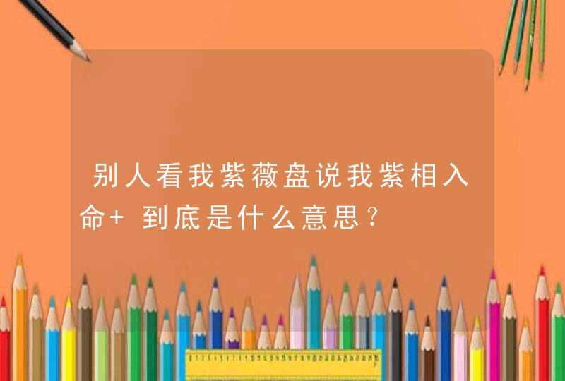 别人看我紫薇盘说我紫相入命 到底是什么意思？,第1张