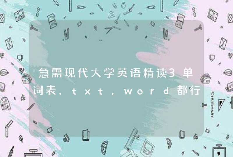 急需现代大学英语精读3单词表，txt，word都行！！,第1张