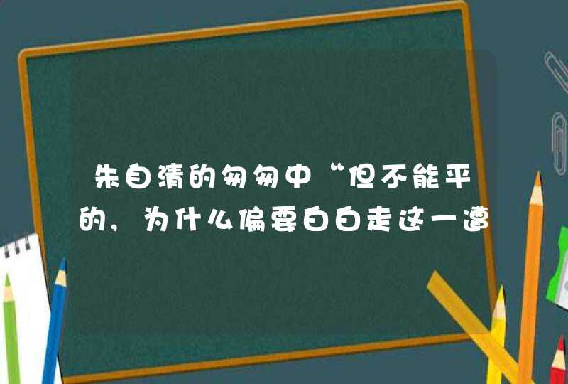 朱自清的匆匆中“但不能平的,为什么偏要白白走这一遭啊?”一句是什么意思？,第1张