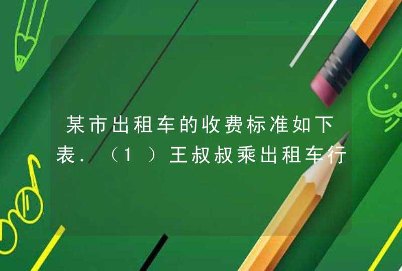 某市出租车的收费标准如下表．（1）王叔叔乘出租车行了5千米，应付多少元？行驶里程收费,第1张