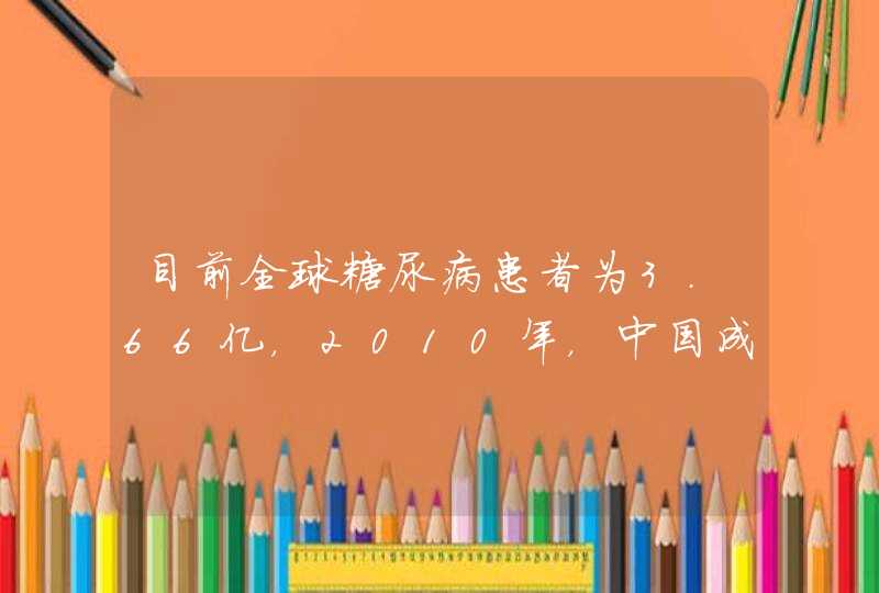 目前全球糖尿病患者为3.66亿，2010年，中国成人糖尿病患病率为9.7%，患者总数已超过9000万，成为世界第一,第1张