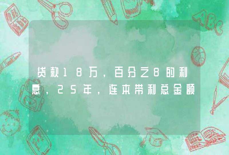 贷款18万，百分之8的利息，25年，连本带利总金额多少钱,第1张