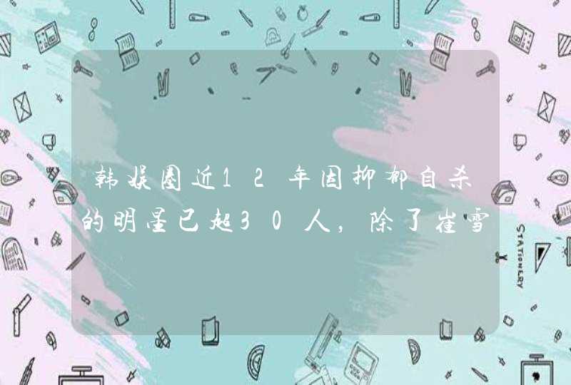 韩娱圈近12年因抑郁自杀的明星已超30人，除了崔雪莉你还知道谁？,第1张