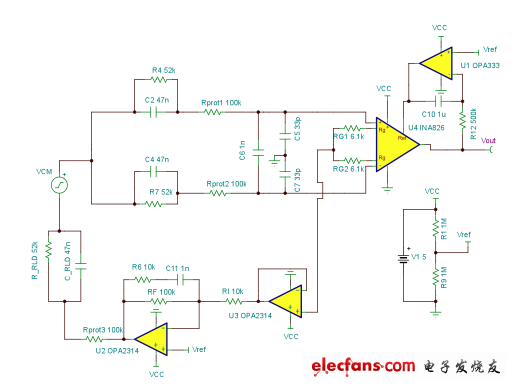 利用SPICE分析理解心电图前端中的右腿驱动,CMRR与RLD增益的关系,第3张