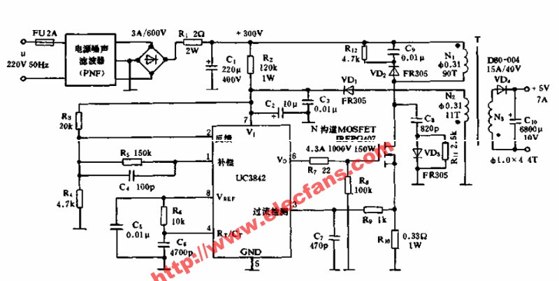 UC3842典型应用电路,第2张 UC3842典型应用电路,第2张