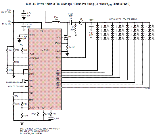 Linear LT3760 8路LED驱动解决方案 (应用电,第11张