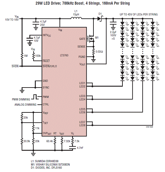 Linear LT3760 8路LED驱动解决方案 (应用电,第9张