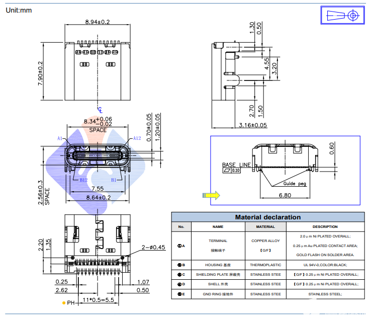 FAF禾硕板上双排贴片3.1TYPE C—MC-312D-C,第7张