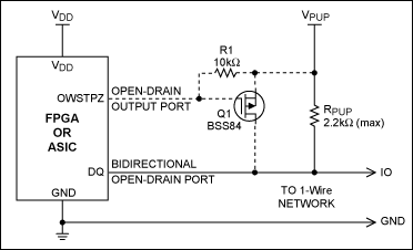 为嵌入式应用选择合适的1-Wire&reg;主机,图4. 带可选强上拉电路(虚线部分)的ASIC/FPGA,第4张