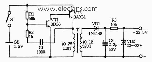输出22V,22.5V,23V的三极管升压电路,第2张