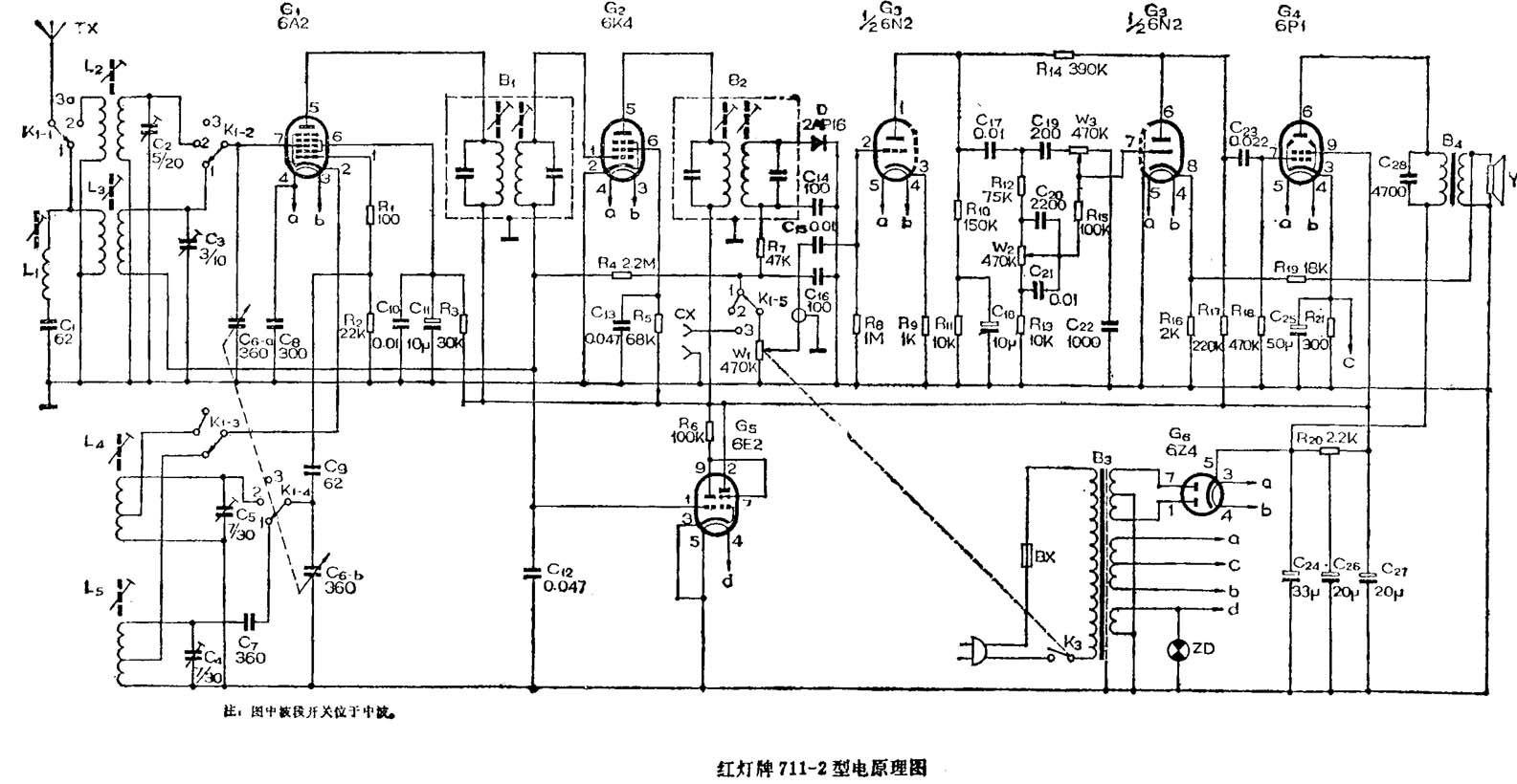红灯711电子管电路图绵集,第3张