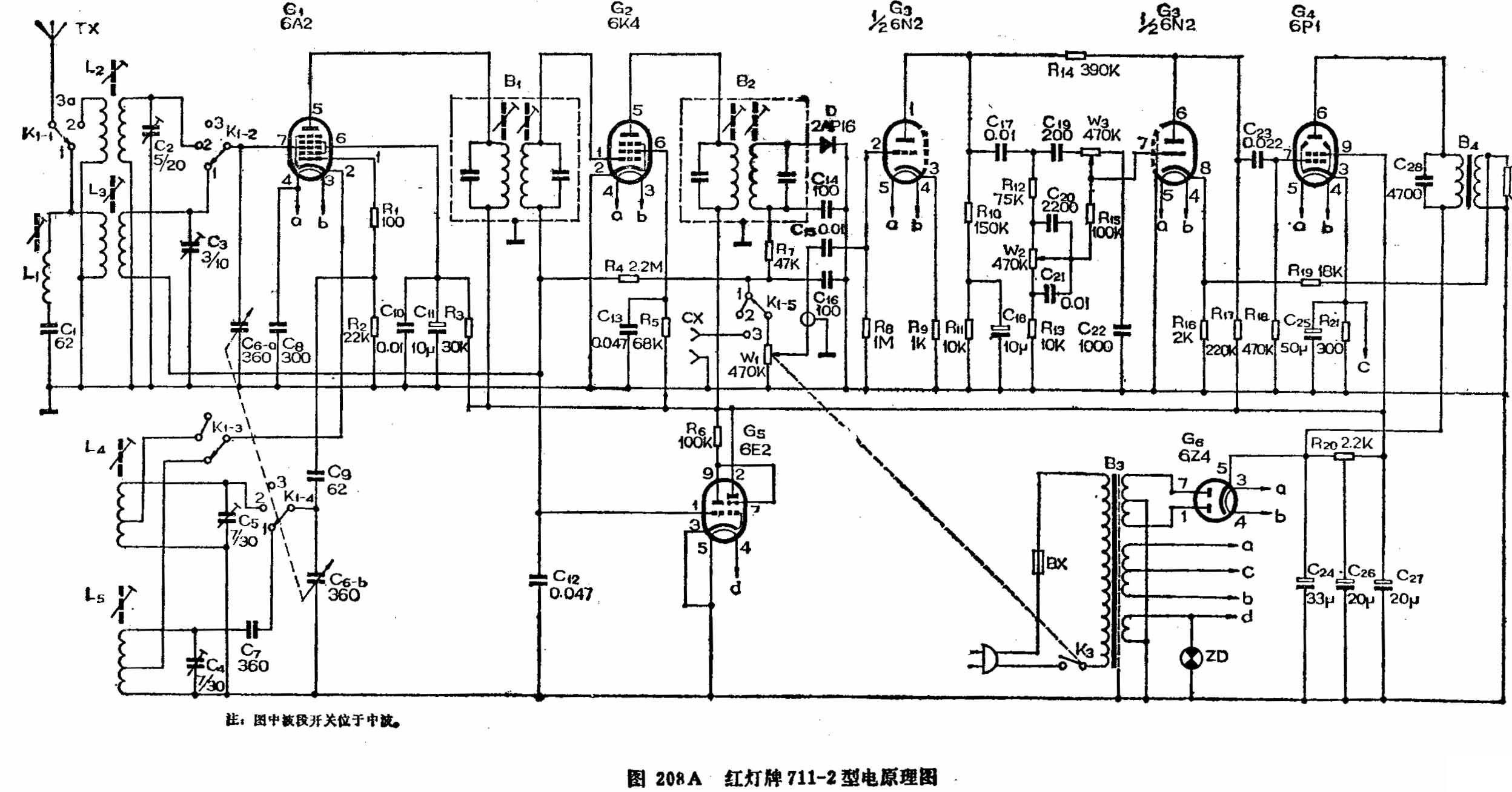 红灯711电子管电路图绵集,第6张