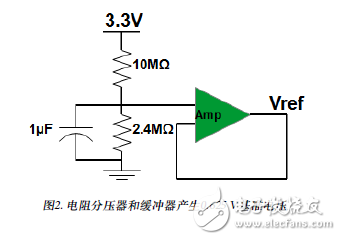 基于微功耗IC设计功能更齐全心率监护仪(HRM),第3张 基于微功耗IC设计功能更齐全心率监护仪(HRM),电阻分压器和缓冲器产生0.625 V基准电压,第3张