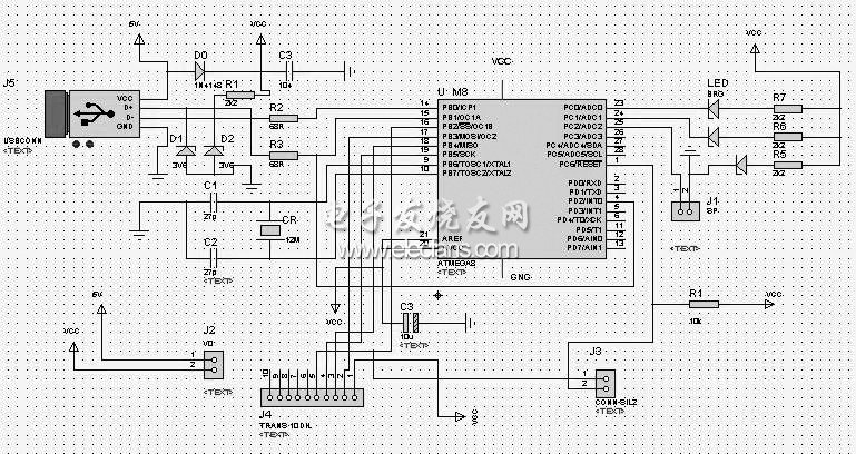 AT89S系列单片机ISP下载线设计,ISP下载线电路原理图,第2张
