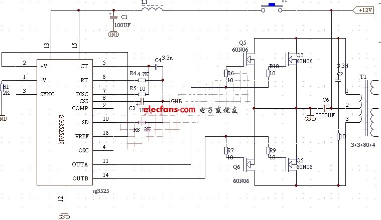 基于SG3525AN的逆变器电路,基于SG3525AN的逆变器电路,第2张
